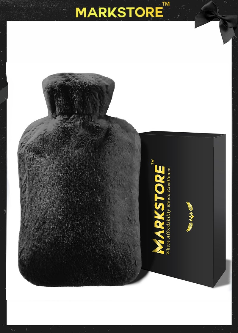 مارك ستور كيس ماء ساخن، زجاجة مع غطاء ناعم لجيب اليد، 2 لتر، لتخفيف آلام الرقبة والكتفين، لتدفئة القدمين، تشنجات الحيض، ساخن وبارد - Image 1